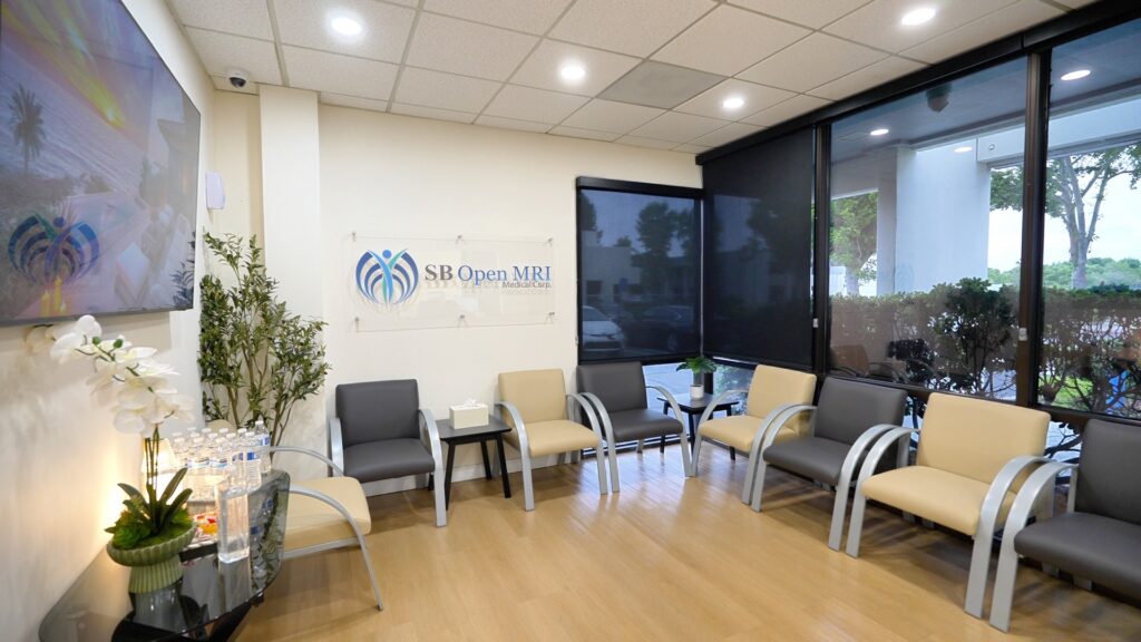 Reception and patient waiting room at San Bernardino Open MRI in San Bernardino, CA