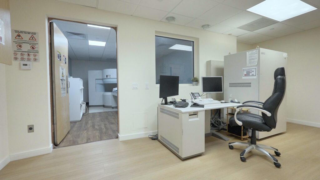 MRI control room and operator console at Westminster Open MRI in Westminster, CA